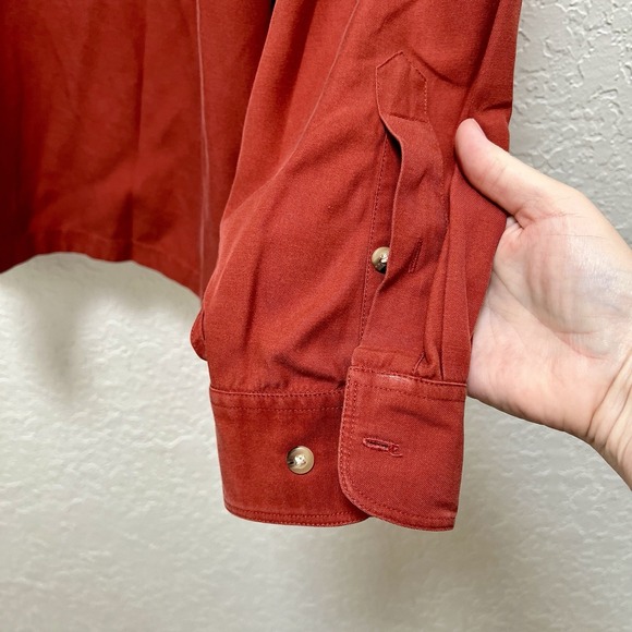 Joseph Abboud Menswear Button Down Shirt Long Sleeve Rust Casual Silk - Picture 3 of 5